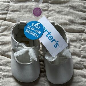 Carter's Elegant White Baby Shoes with Mesh Bow